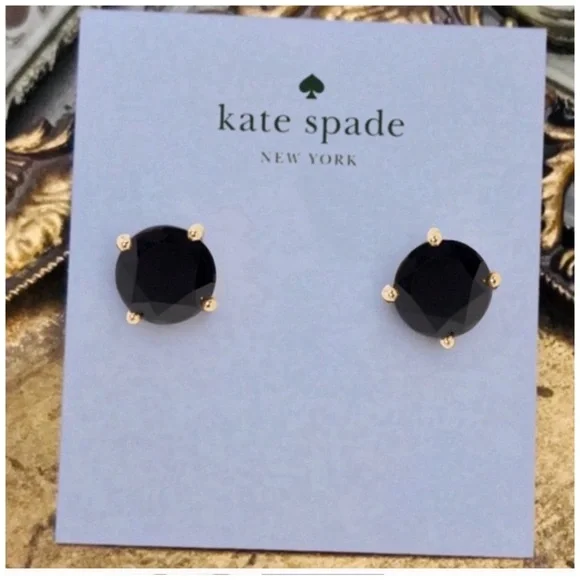 KATE SPADE • Jet Black Bright Idea Gumdrop Crystal Earrings